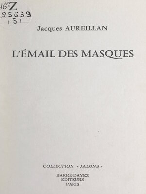 cover image of L'émail des masques